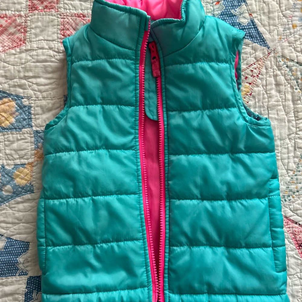 Oshkosh B’gosh Girls Teal and Pink Puffer Vest